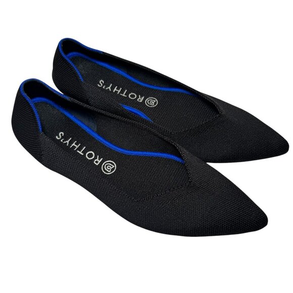 Rothy's Ballet Flats Womens Sz 11 The Point Toe Black Knit Shoes Slip On Comfort - Picture 2 of 6